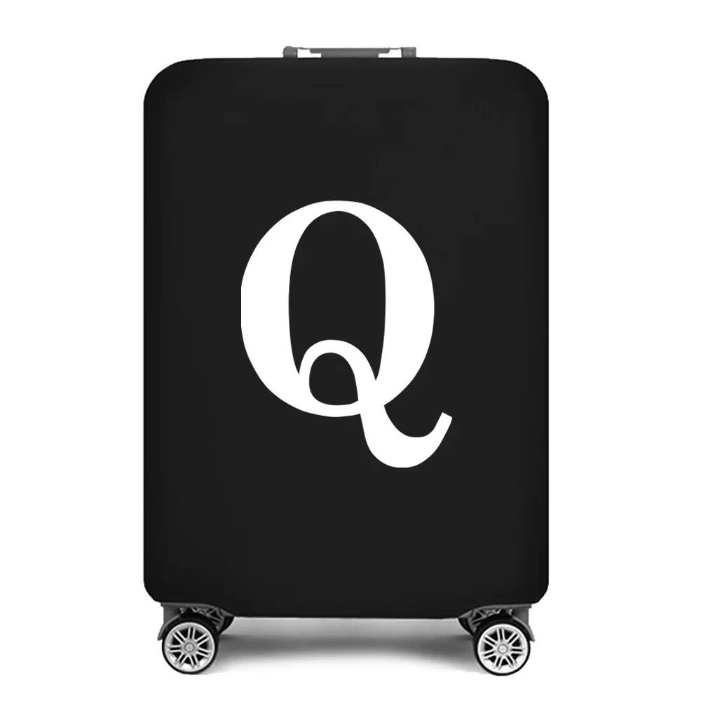 housse de protection pour bagages, housse de protection pour valise de 18 à 28 pouces, accessoires de voyage, 26 lettres blanches imprimées, housse anti-poussière élastique