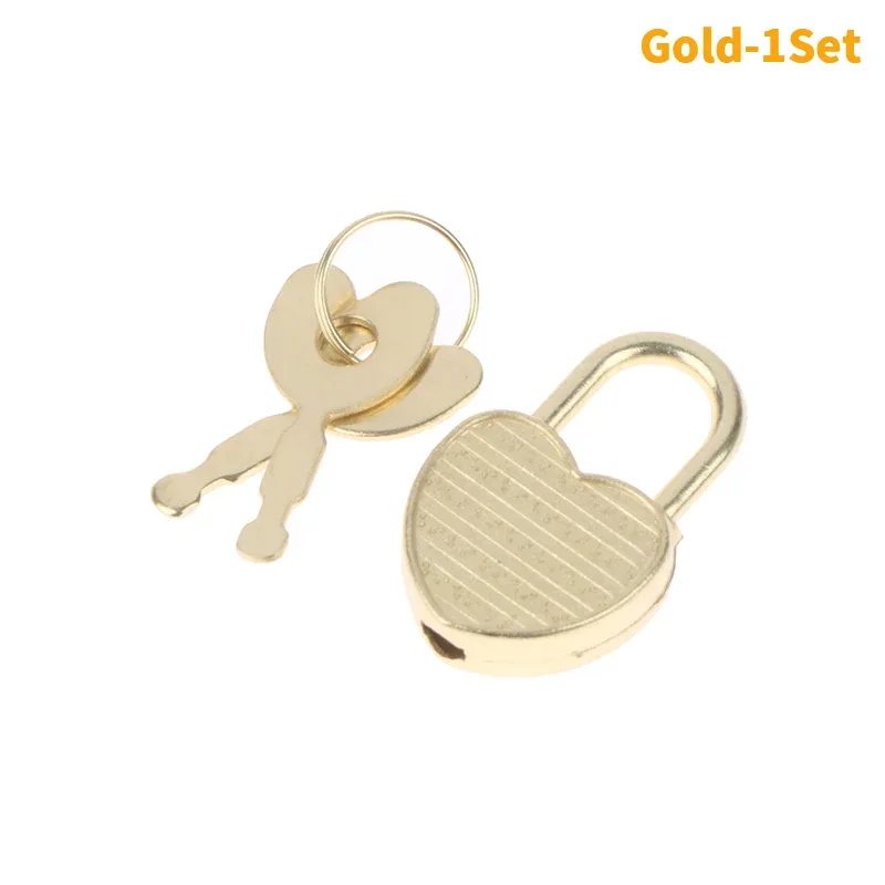 cadenas verrouiller métal forme coeur clé noir argent doré hautequalite voyage usage sécurité bagage journal boitebijoux collectible