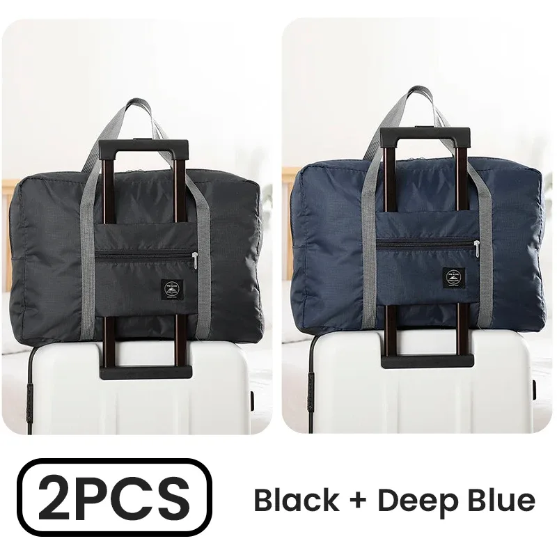 sac voyage polyester gris bleu noir classique pliable transport facile week end polyvalent roue intégrée poignée amovible