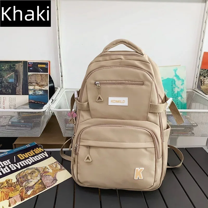sac à dos en nylon imperméable pour filles, cartable de grande capacité, sacs à dos pour ordinateur portable pour documents solides, sac initié aux voyages en plein air, mode simple