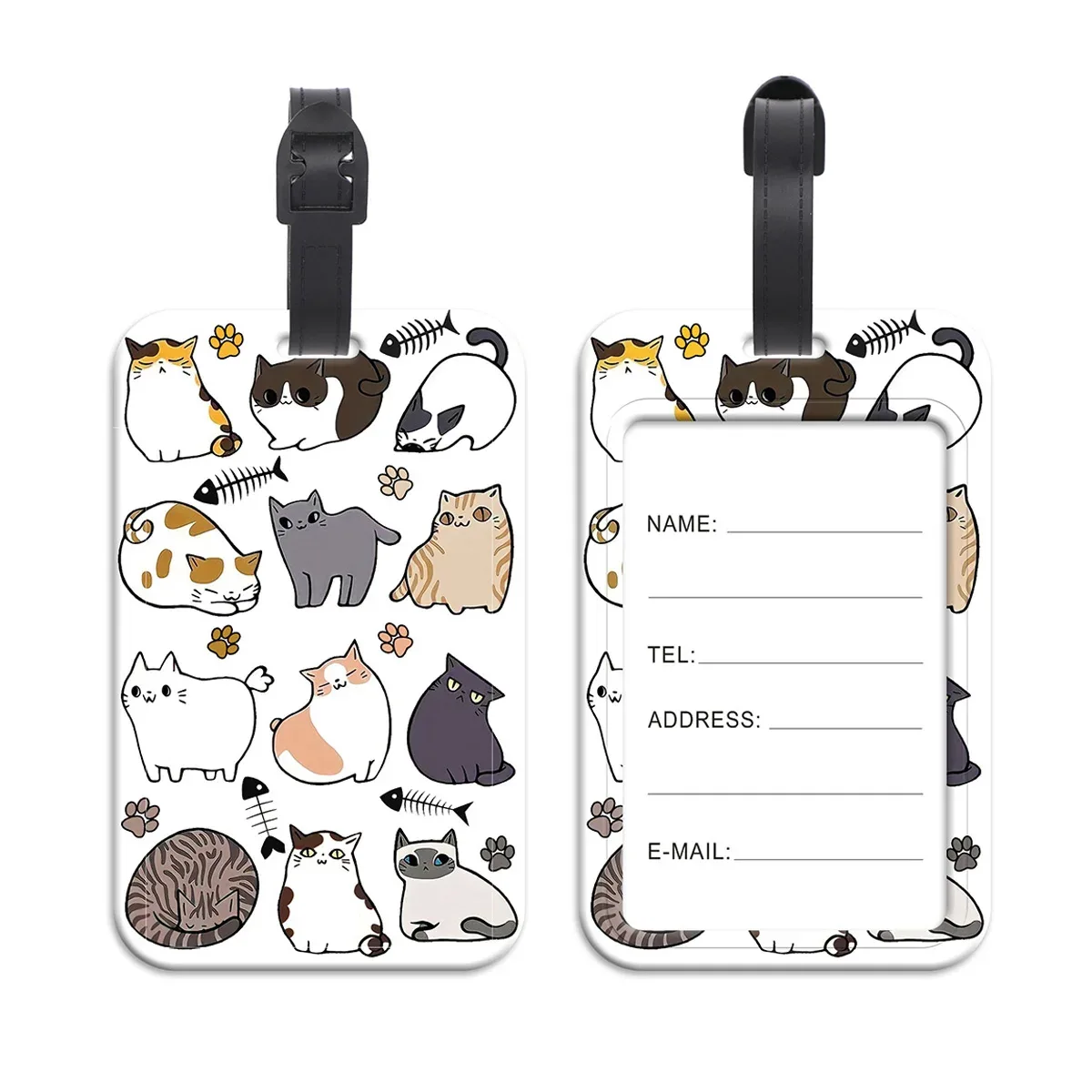 étiquette de bagage en plastique chats mignons, valise dinosaure, sac à dos, liste anti-perte, porte-carte d'identité, accessoires de bagages à la mode, cadeaux
