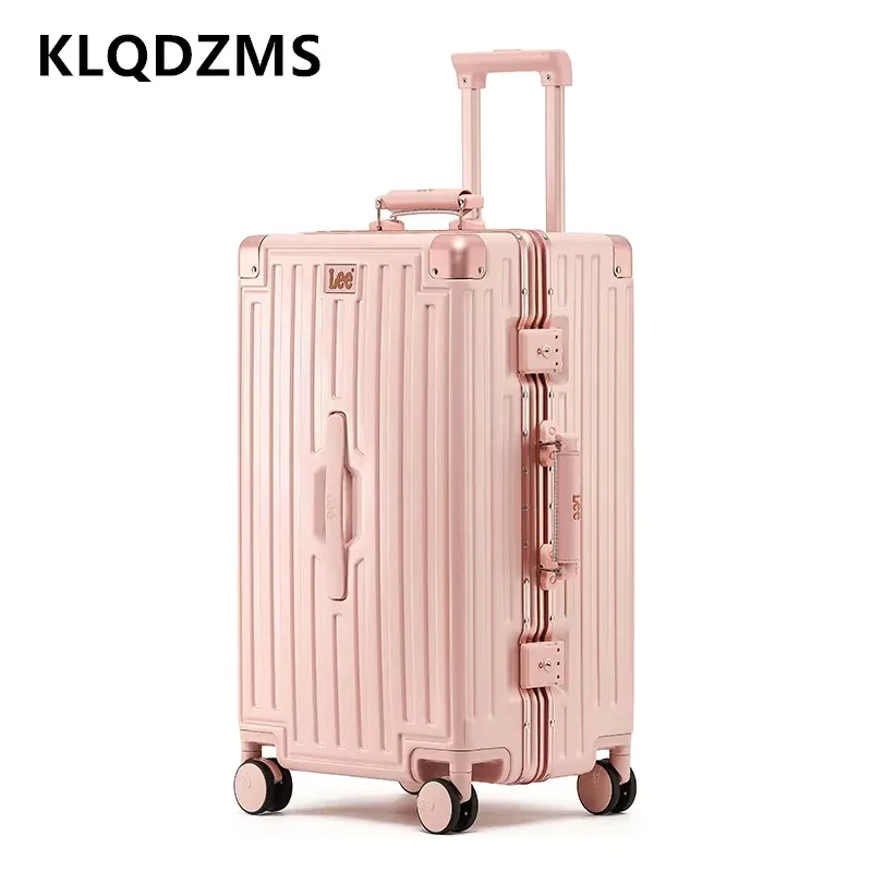 valise klqdzms de haute qualité, 28 pouces, grande capacité, cadre en aluminium, valise à roulettes, boîte de cabine 20 pouces, sac de voyage.
