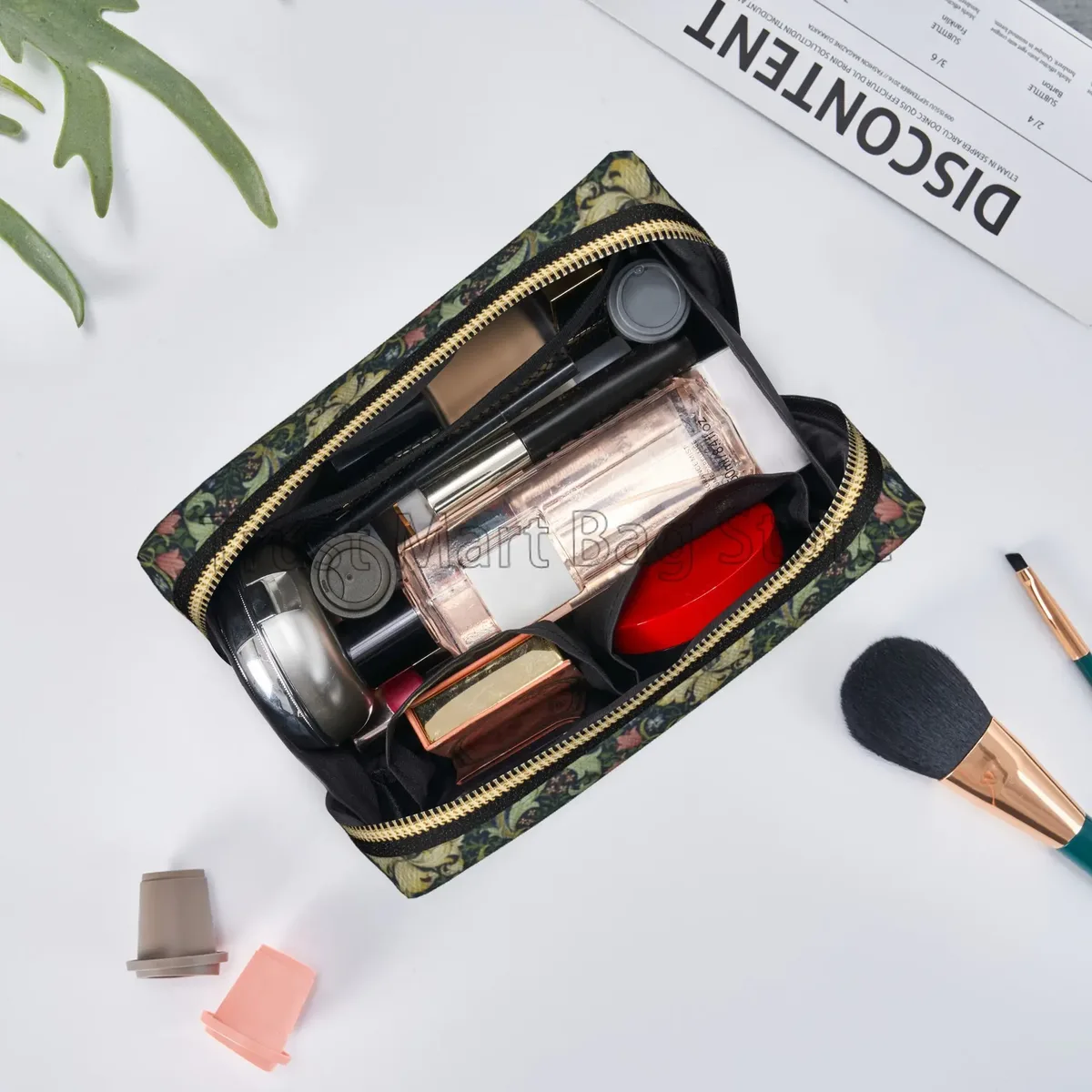trousse de maquillage en cuir imprimé william instability pour femme, trousse de toilette cosmétique de voyage, grande capacité, étanche