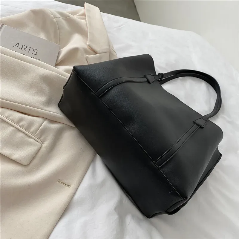 sac pour femmes de grande capacité, nouveau sac fourre-tout en cuir souple, sacs à bandoulière simples décontractés et polyvalents pour femmes, sacs à main de style coréen
