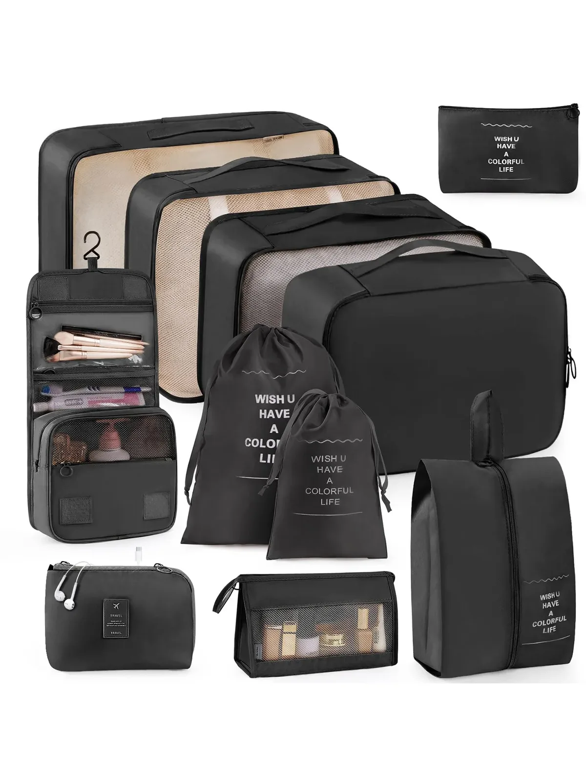 organisateur voyage polyester beige clair poches transparentes visibilité optimal sécurité accrue organiser vêtements accessoires