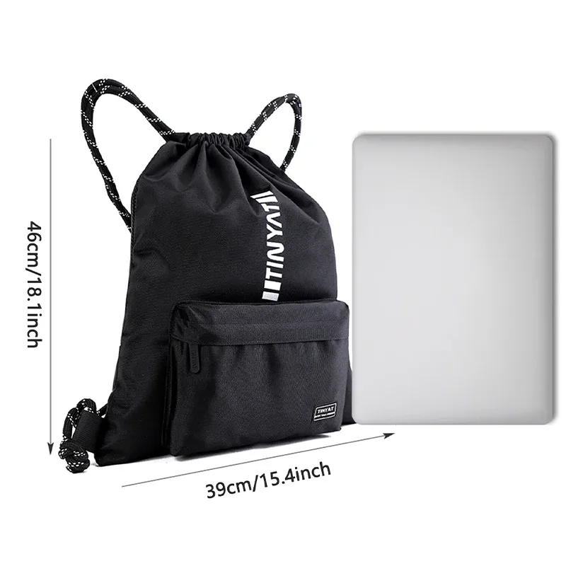 tinyat sac à dos à cordon de serrage pour homme avec bretelles réglables sac de sport sac de voyage léger en polyester pour un usage quotidien