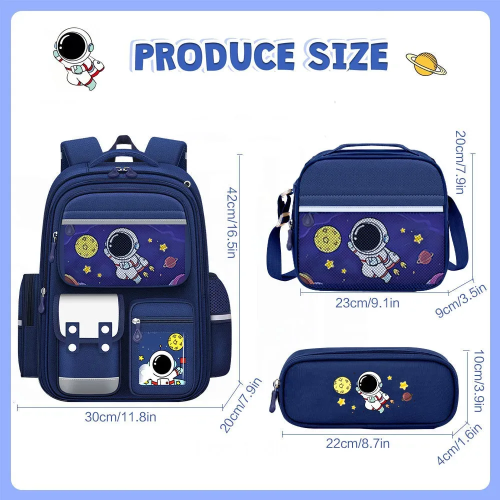 sac dos nylon astronaute étoiles bleu foncé pochette déjeuner pochette crayons sacs scolaires grande capacité préppy