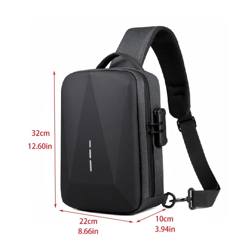 sacs de poitrine antivol à serrure à combinaison avec port de chargement usb, sac à bandoulière de mode pour hommes d'affaires, sac à bandoulière de rangement de voyage