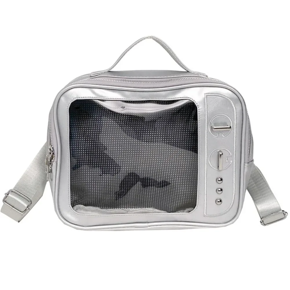 sac à dos tendance en pu style tv, léger, avec compartiment transparent, sac ita grande capacité, sac à bandoulière lolita