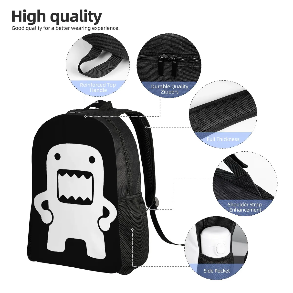 sac à dos domo kun doll cool, cadeau idéal pour le lycée, la randonnée, les voyages, sac à dos meme anime pour hommes et femmes, sacs en toile pour l'université