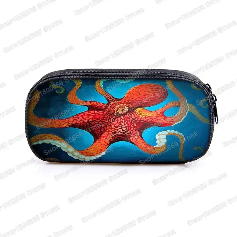 trousse à cosmétiques, animal de mer, tortue, baleine, requin, dauphin, poulpe, trousse d'école pour filles, boîte à crayons, sacs de papeterie mignons, cadeau