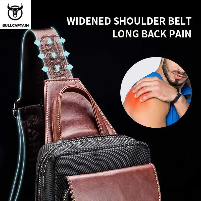 bullcaptain hommes chauds de première couche en cuir de vachette décontracté mode poitrine sac de ceinture sac pour hommes sac à bandoulière hommes sac de poitrine