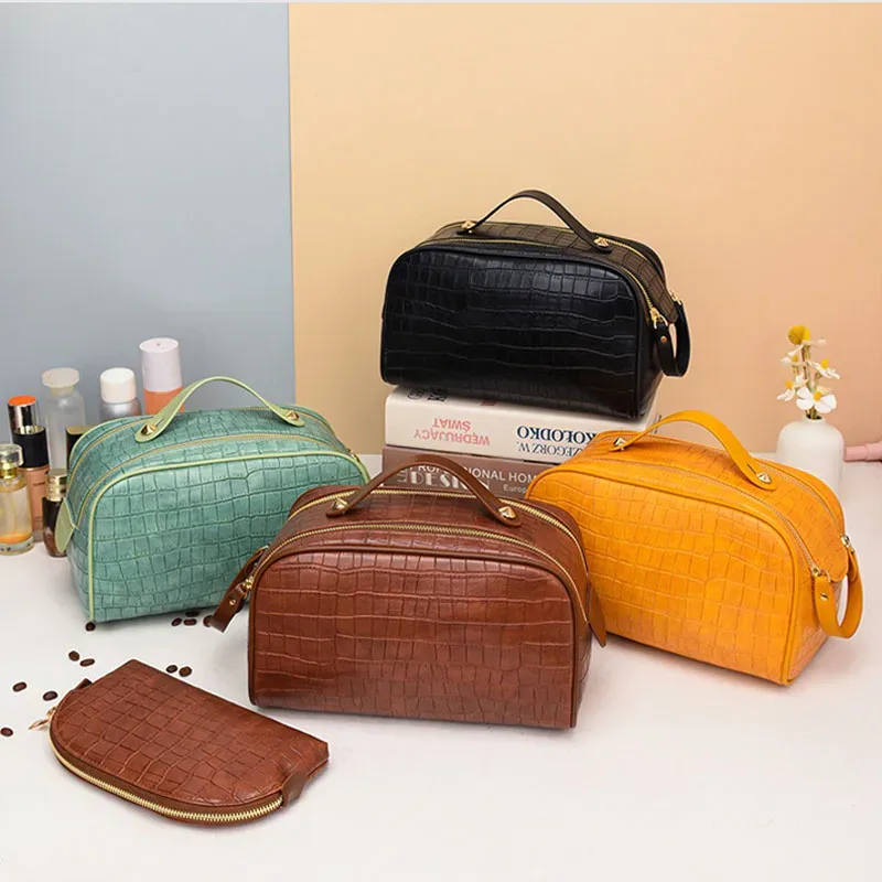 sac de rangement cosmétique de grande capacité pour femme, sac de toilette étanche, sac à main de lavage simple, trousse de maquillage portable, évaluation de voyage