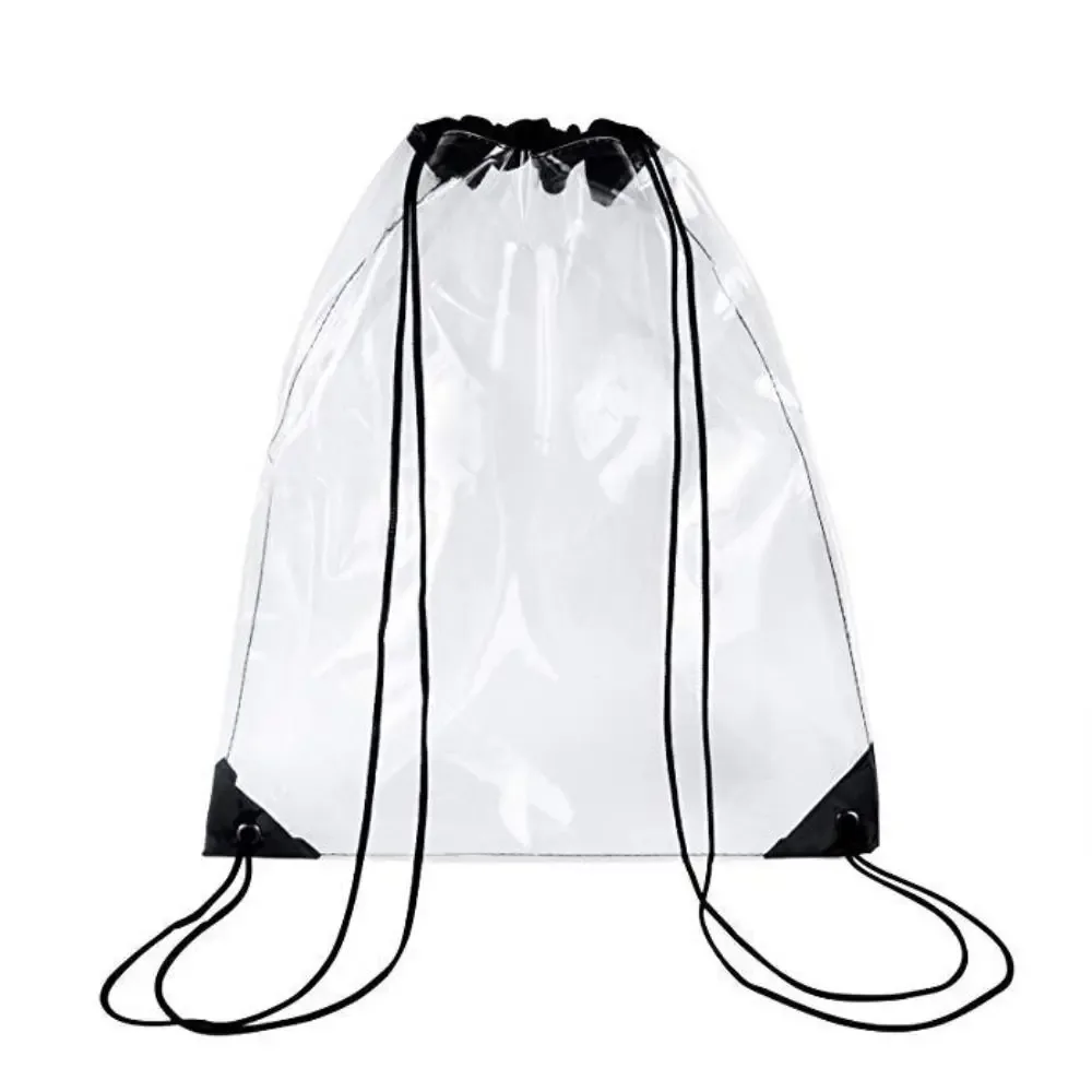 sac à dos simple à cordon de serrage de grande capacité, sac transparent en pvc imperméable pliable, sac à bandoulière, sac de plage, sac en gelée pour femmes