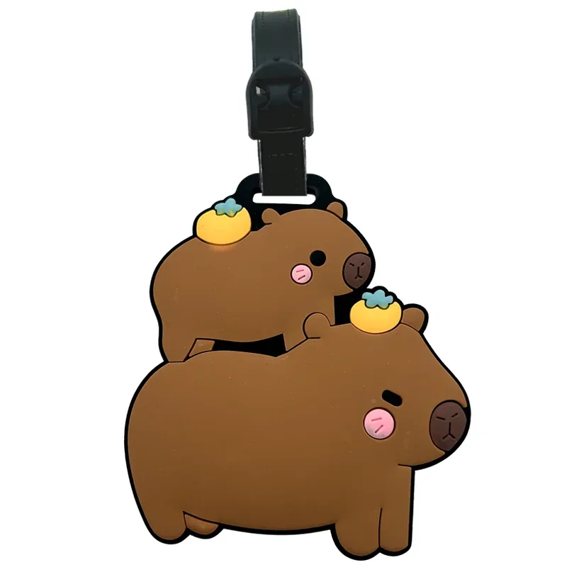 étiquette bagage pvc animaux dessin animé capybara poule jaune silicone souple voyage format petit