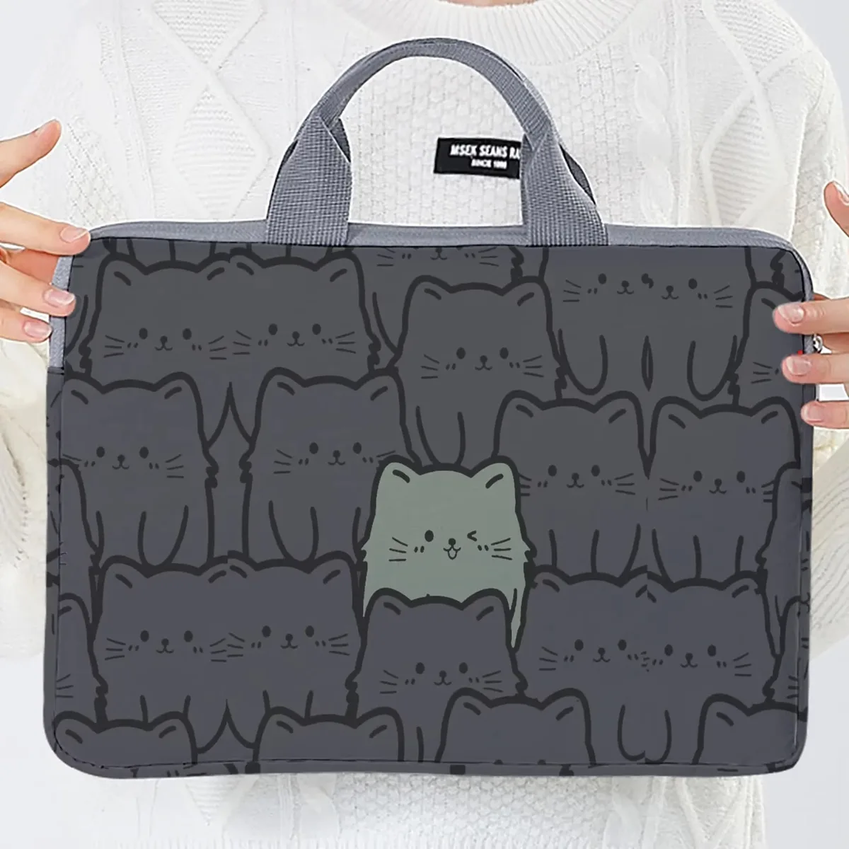 sac à main pour ordinateur portable avec imprimé chat, résistant aux chocs, sac de transport portable avec poignée pour ordinateur portable, voyage, école