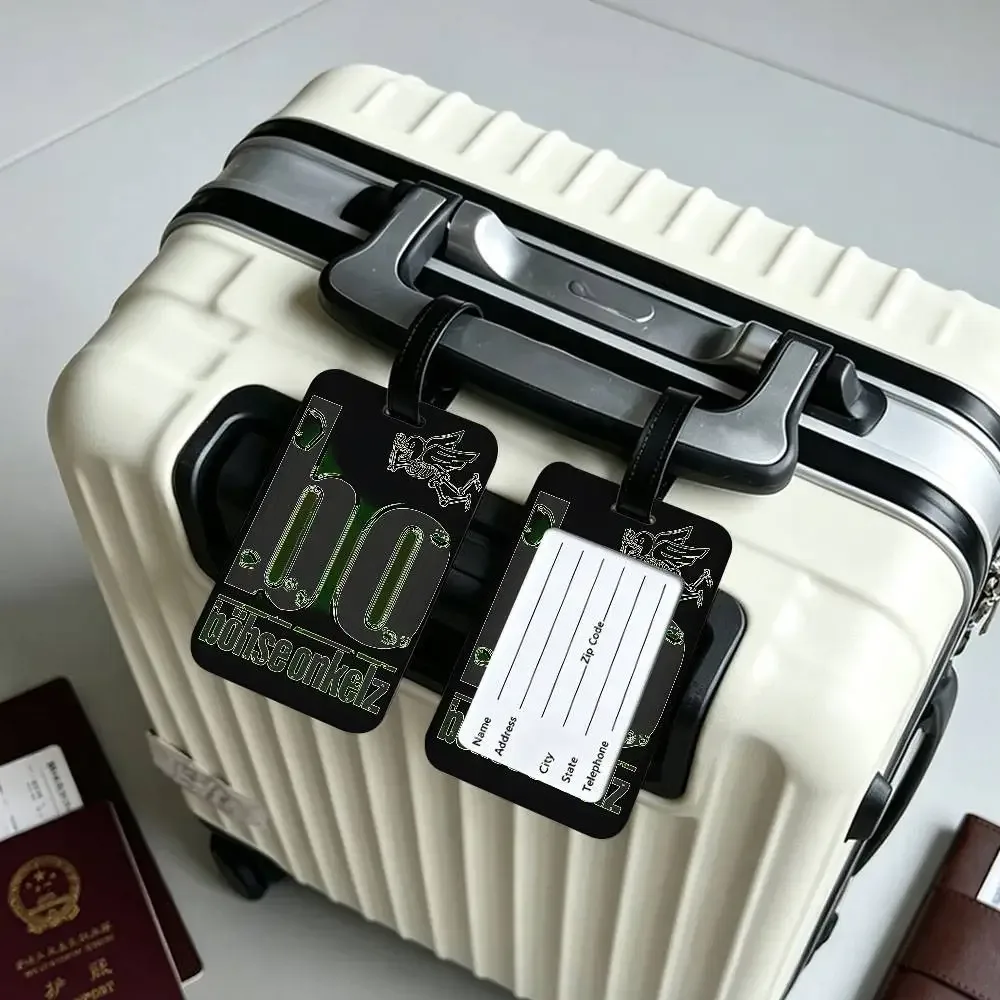 étiquette d'identification de bagage anti-perte en pvc hot band b-bohse o-onkelz, porte-carte d'information amovible, étiquette de bagage de voyage