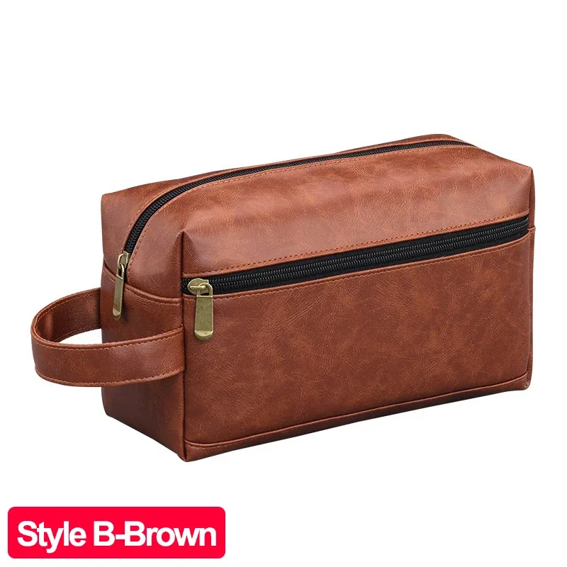 trousse de toilette imperméable en cuir pu pour hommes et femmes, voyage d'affaires, salle de bain, outils de rasage, pochette de rangement, sac à cosmétiques, sac de besoin pour femmes