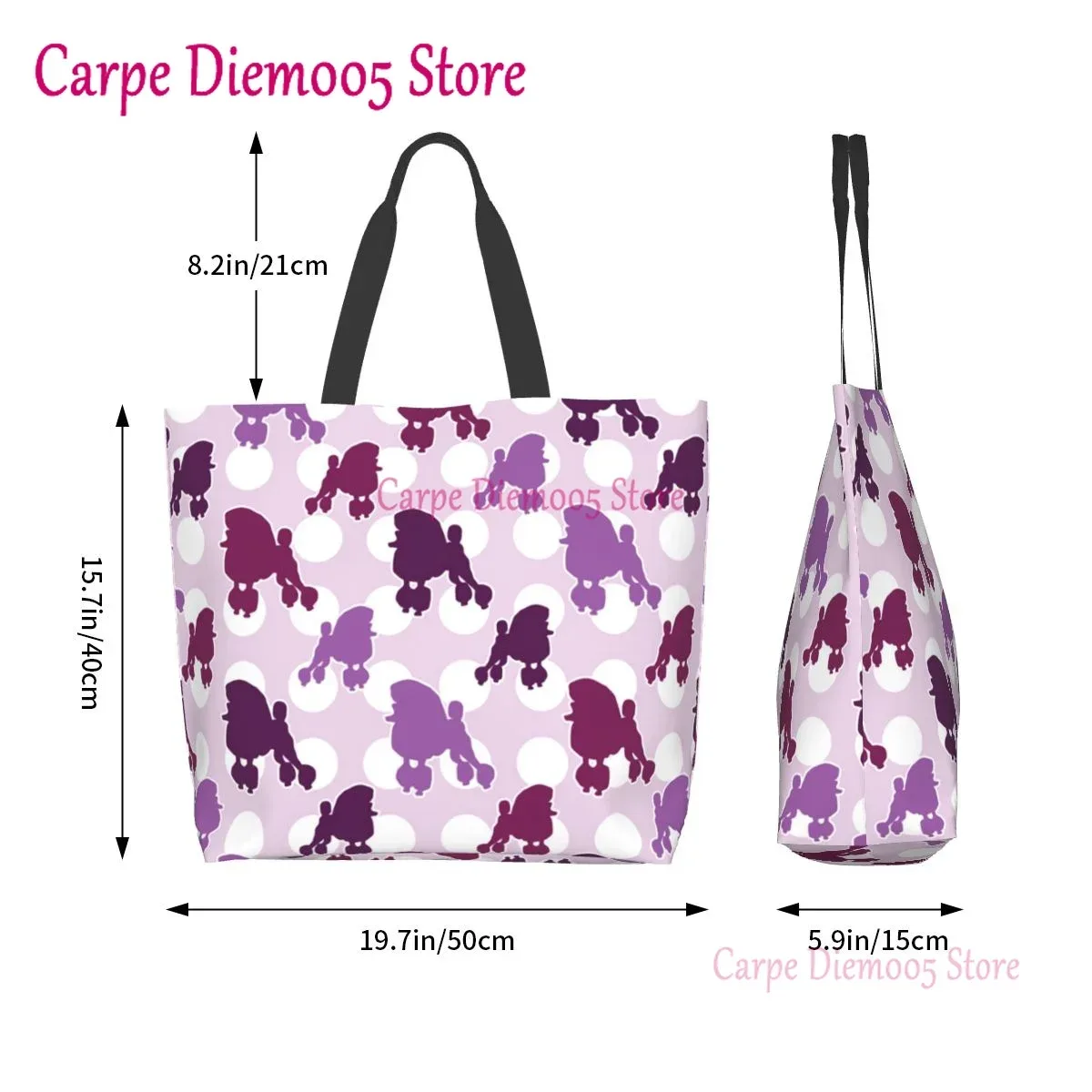 sac fourre-tout grande capacité pour femme, sac à provisions pour femme, sac à pois violets, sac à provisions pour femme