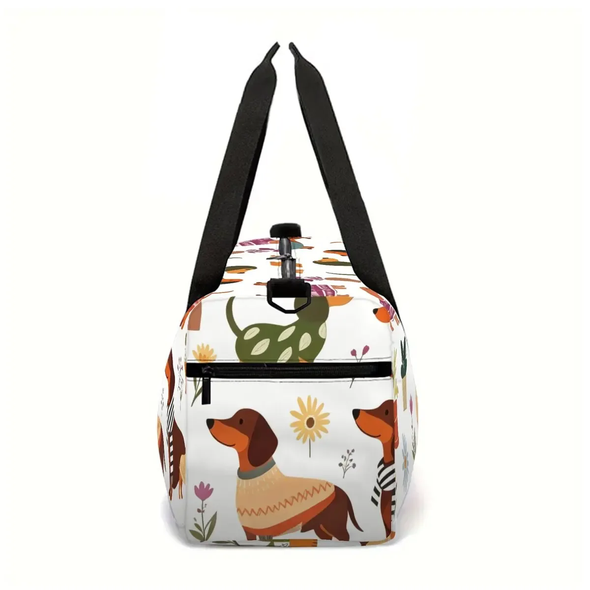 sac de voyage scolaire à motif de chat mignon et de teckel, sac à bagages de grande capacité, dessin animé plat 2d, meilleur cadeau pour garçons et filles, style tendance