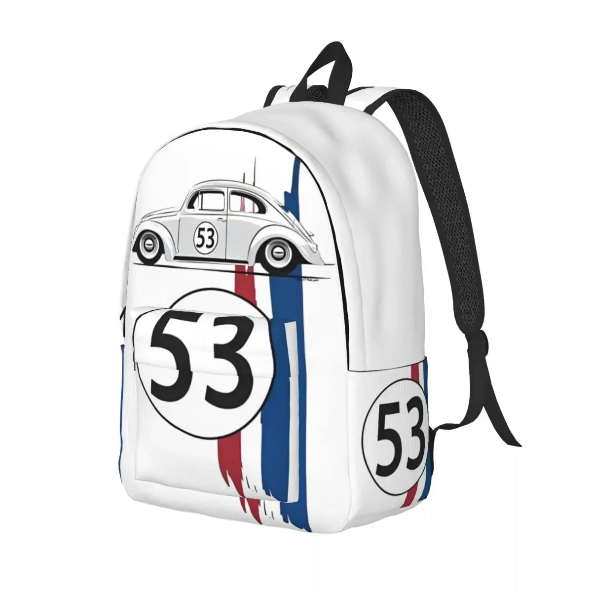 herbie numéro 53 sac à dos pour hommes femmes adolescent école randonnée voyage sac à dos course voiture rayure collège sac à bandoulière avec poche