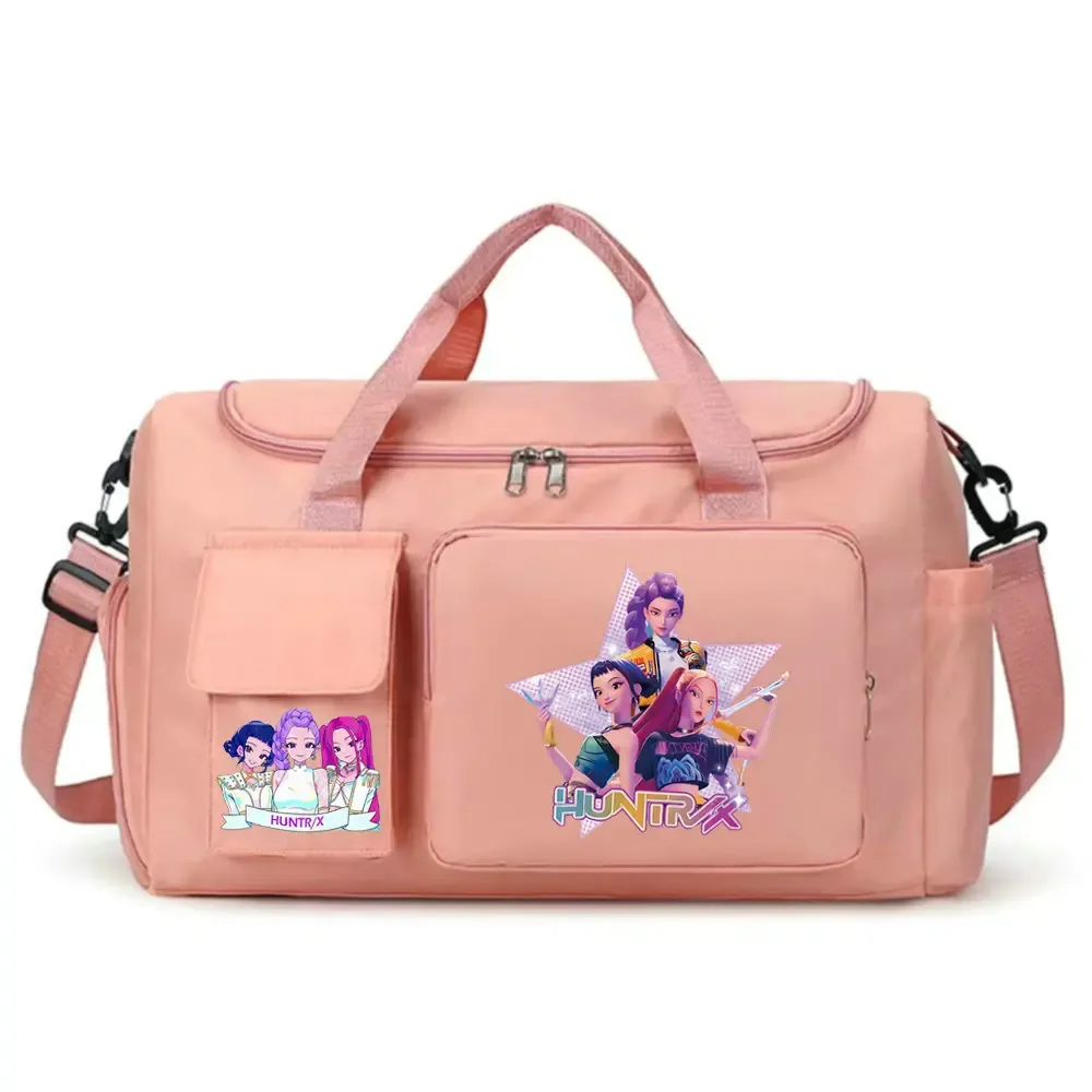 kpop demon hunters – bagage à main de grande capacité pour filles et garçons, sac de sport et de fitness avec séparation sec-humide, sac de voyage pour courtes distances