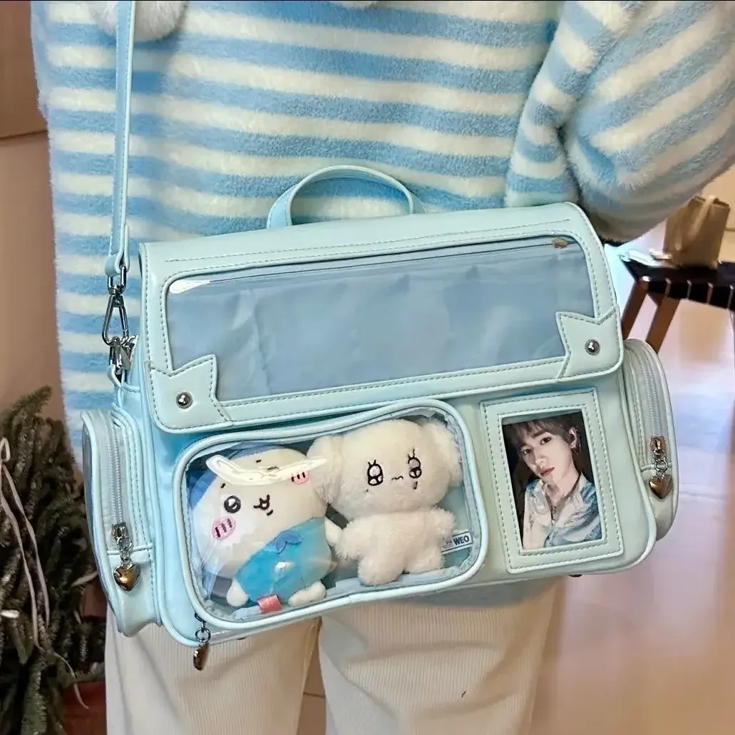 nouveau lolita fille mignon ita sacs à dos sac transparent y2k grande capacité sac à bandoulière doux bricolage badge affichage sac à bandoulière décontracté