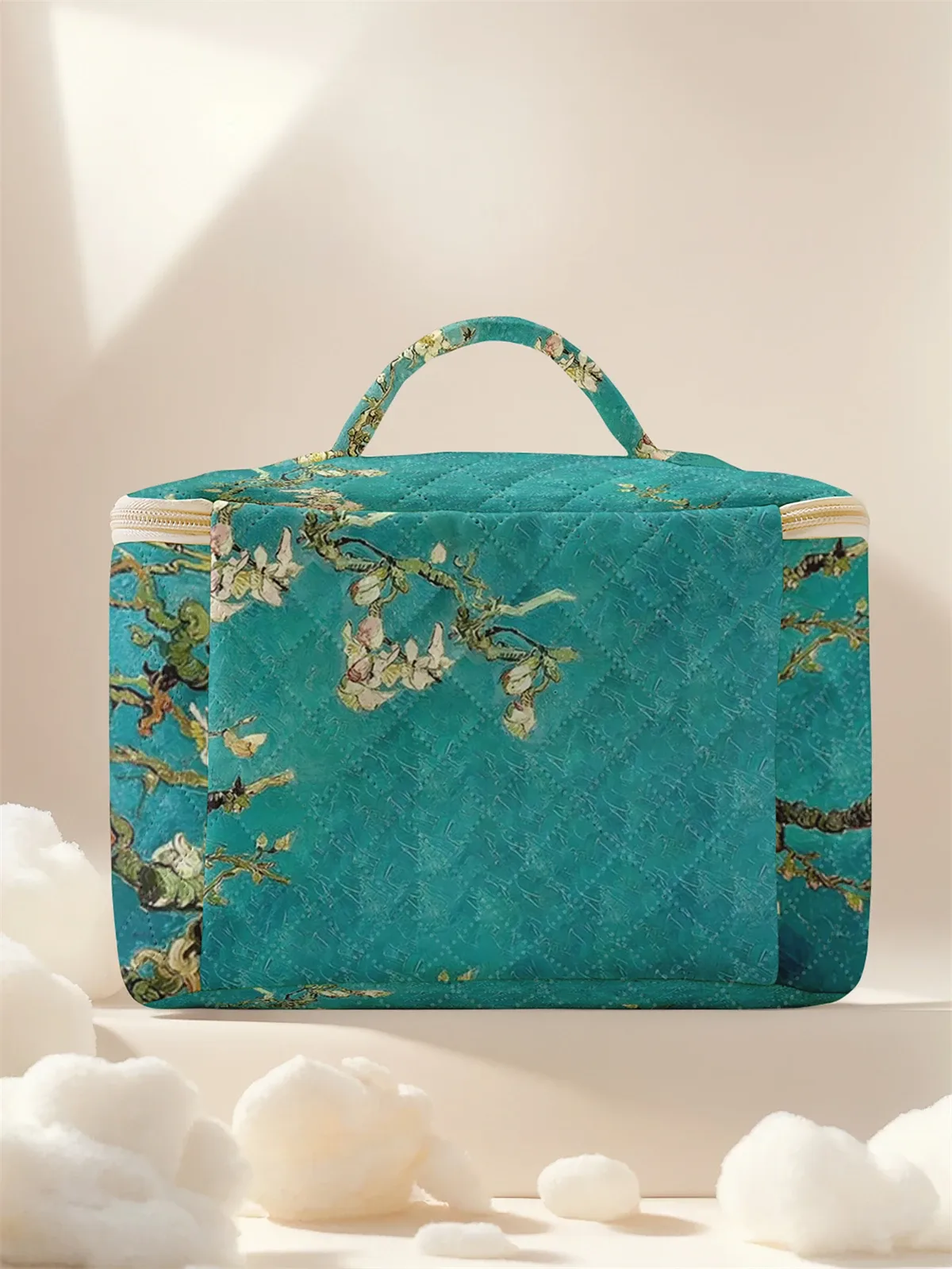 1 pièce, cosmétiques de voyage portables avec motifs floraux, sac de rangement de voyage de grande capacité, trousse de maquillage mignonne et élégante
