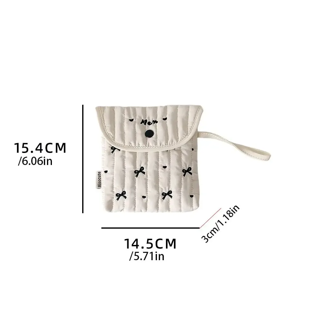 sac à cosmétiques cerise brodé de grande capacité, sac de rangement pour serviettes menstruelles avec nœud papillon, sac de rangement pour serviettes hygiéniques, sac pour petits articles