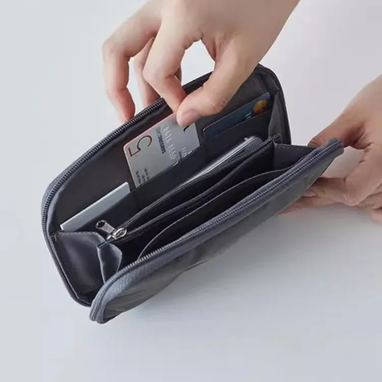 nouvel arrivage portefeuille de voyage simple en nylon, sac de rangement intégré portable pour passeport, cartes d'identité et téléphone portable