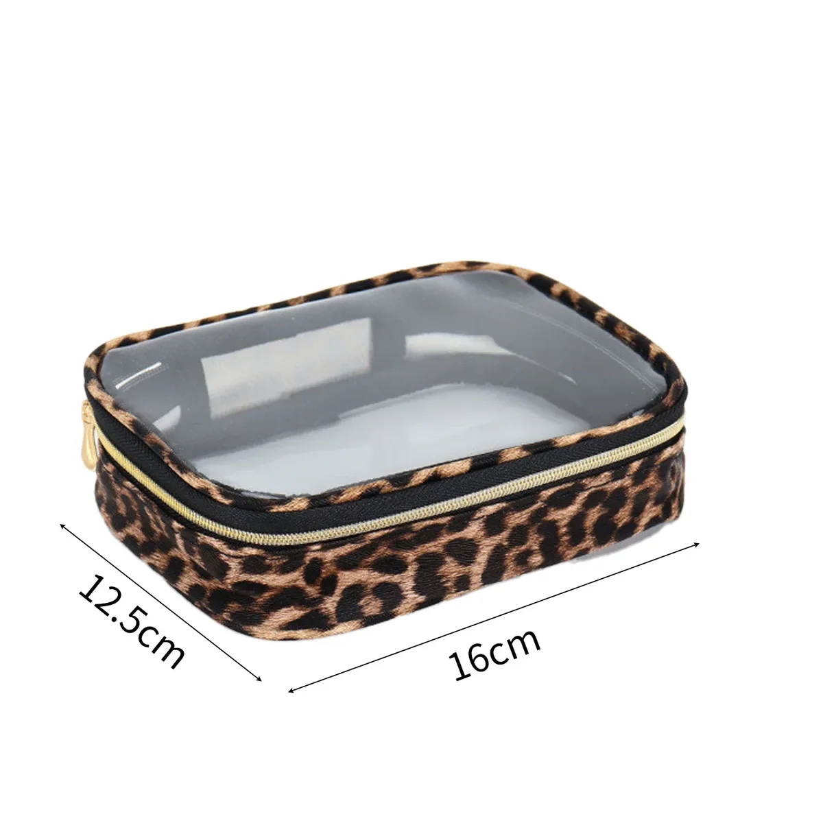 sac de maquillage transparent imprimé léopard, grande capacité, organisateur de cosmétiques de voyage, sac à cosmétiques étanche à fermeture éclair