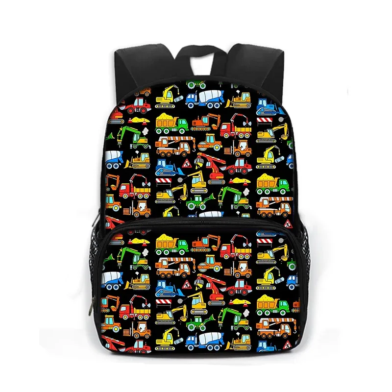 sac à dos imprimé dessin animé de police, voiture, bus, pelle, camion, sac de jour pour enfants, sac de livre pour écoliers de maternelle