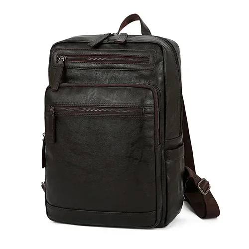 sac dos cuir véritable peau mouton noir poche latérale parapluie bandoulière souple froncé jacquard maille résine fermeture éclair voyage business école ordinateur