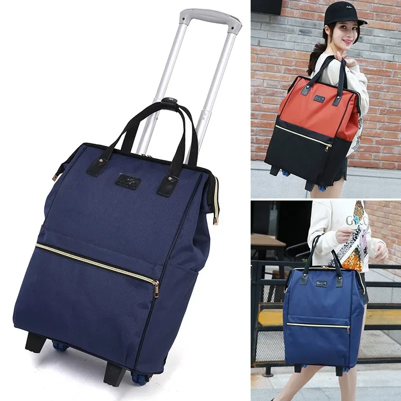 valise de voyage simple et portable de grande capacité pour femmes, sac à roulettes, sac à dos, sac d'embarquement, 2025