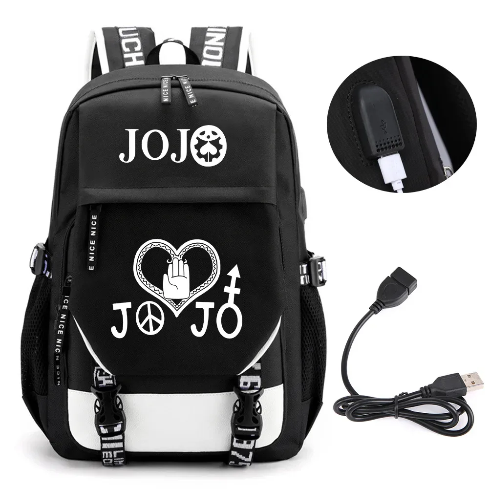 anime jojo bizarre adventure kira sac à dos école livre sacs mochila voyage usb port sac ordinateur portable garçon filles sac à dos