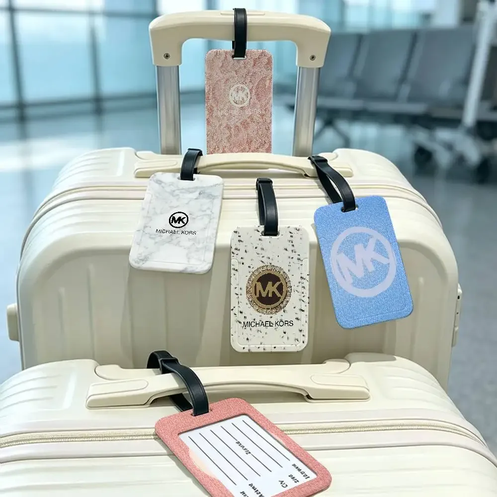 m-michaels-fashion-kors étiquette de bagage en pvc anti-perte avec porte-carte d'informations pour les voyageurs, utilisation quotidienne en extérieur