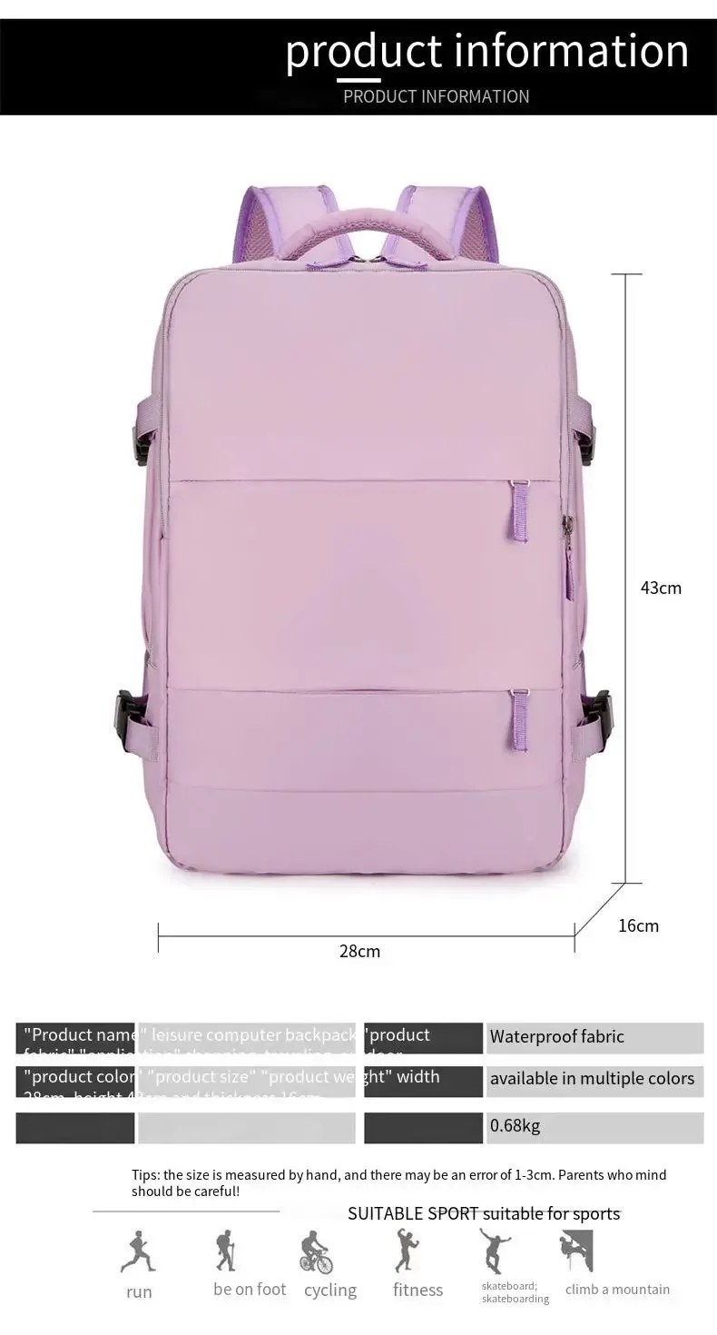sac à dos de voyage grande capacité pour femmes, sac de voyage multifonctionnel pour voyages d'affaires, sac de rangement pour ordinateur avec chargement usb