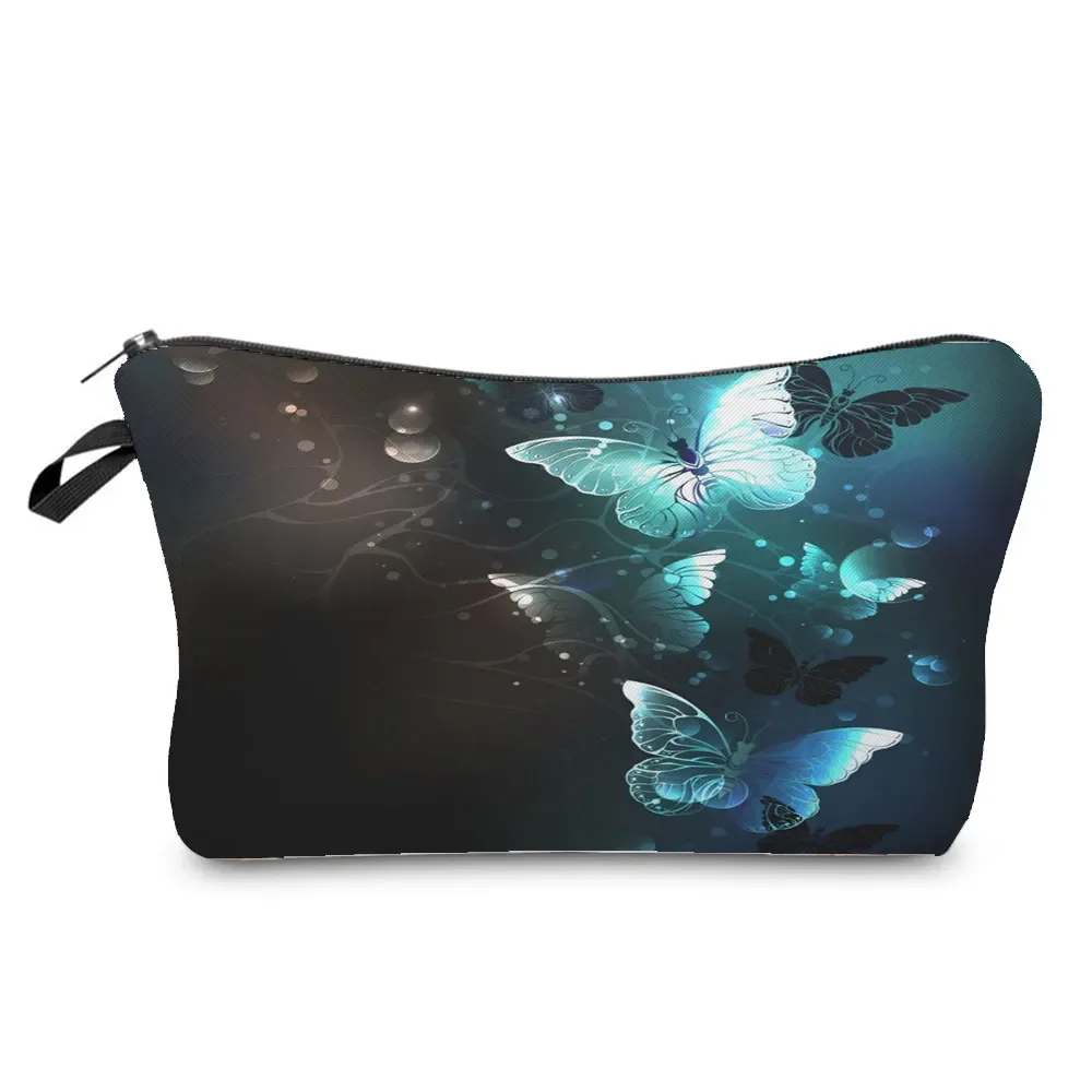 sac à cosmétiques imprimé papillon pour femmes, trousse à crayons d'école pratique avec animaux, mini sac de rangement de voyage, sacs de maquillage pour dames