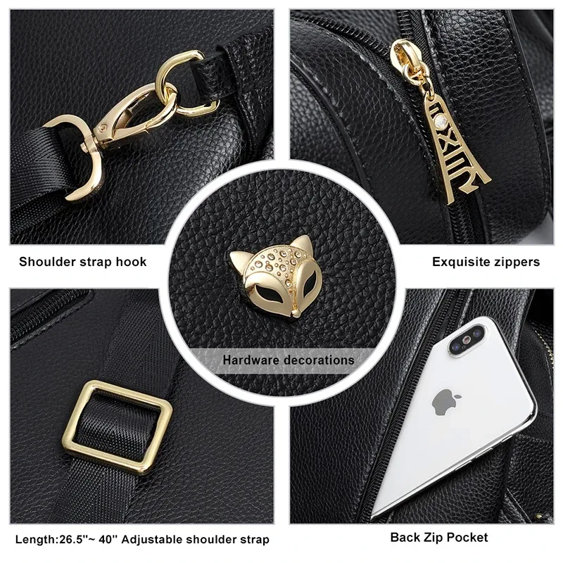 foxer marque femmes style sac à dos femme en cuir véritable + microfibre sac à dos fille sac d'école mode sac de voyage cadeau de noël