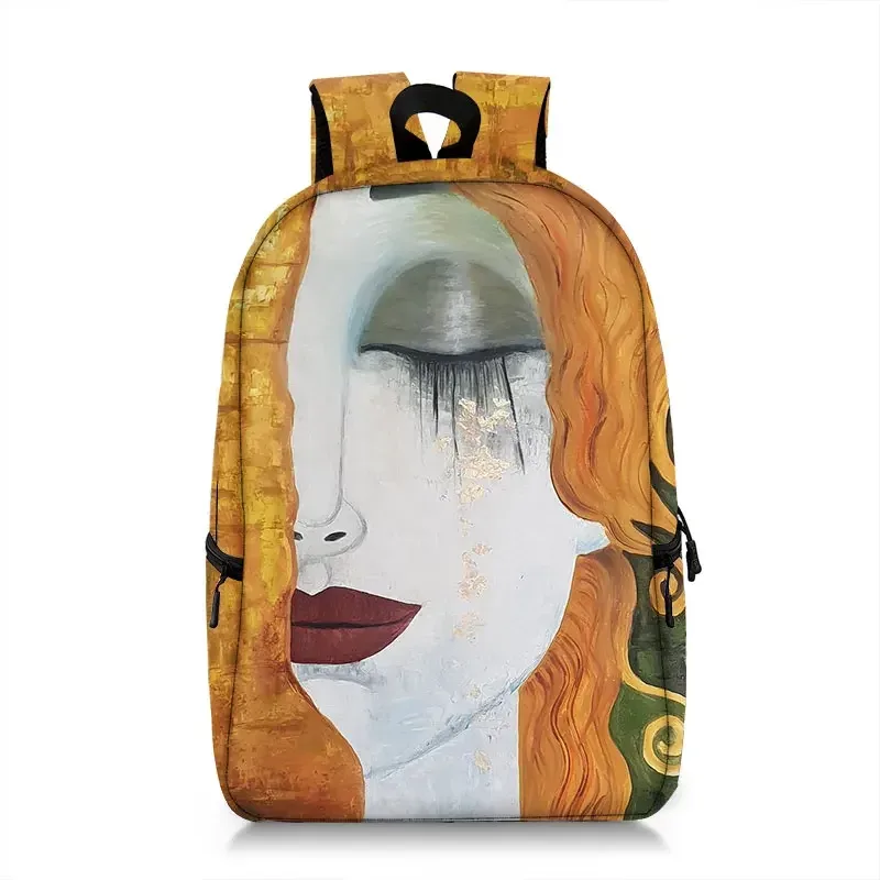 sac à dos peinture à l'huile de claude monet gustability klimt van gogh, cartable de nuit étoilée, baiser de tournesol, cartable de voyage pour femme