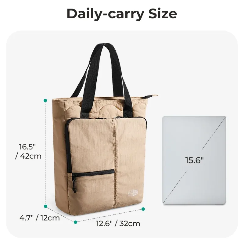 sac dos nylon beige noir réversible pochette lateral poignée amovible plissé universitaire grande capacité