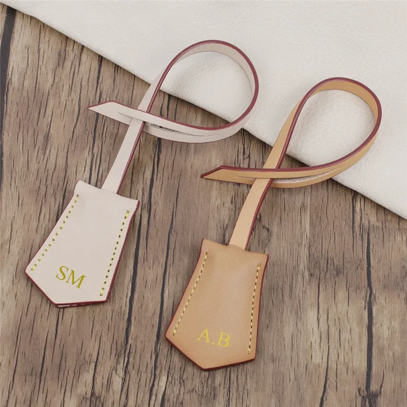 étiquette de bagage de voyage pour femmes, initiales personnalisées, mode, sac en cuir véritable, pendentif à breloque, accessoires, étiquette volante en cuir végétal