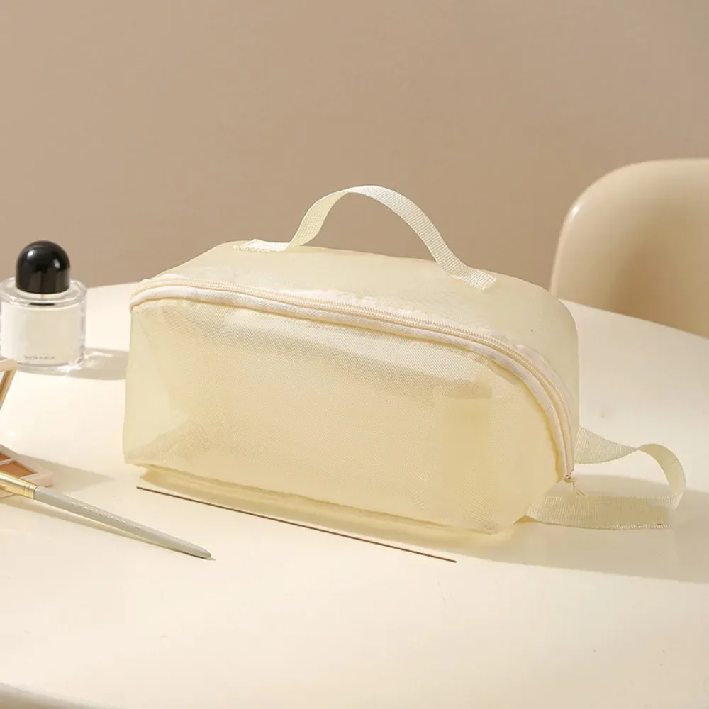 sacs à cosmétiques en maille à fermeture éclair, 1/2/3 couches, sac de rangement transparent à double couche, organisateur de produits de toilette multifonctionnel à main pour femmes