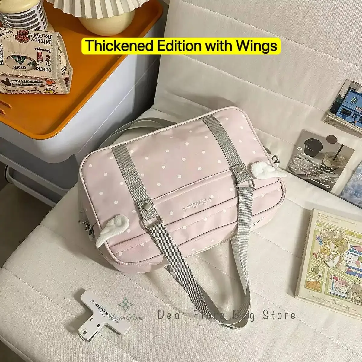 sac à bandoulière y2k anime convention à pois, sac bandoulière 2d, sac transparent mignon pour fille, sac messager otaku diy pour exposition de bandes dessinées