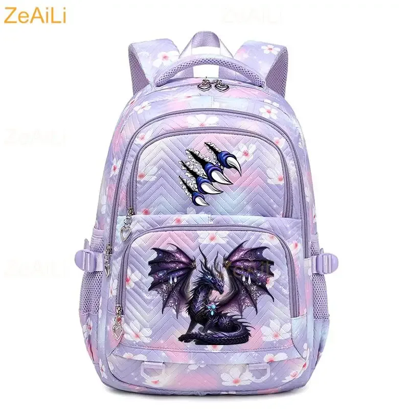 sac à dos imperméable pour femmes, motif libellule et floral, sac de voyage pour adolescentes, cartable pour adolescentes, mochila