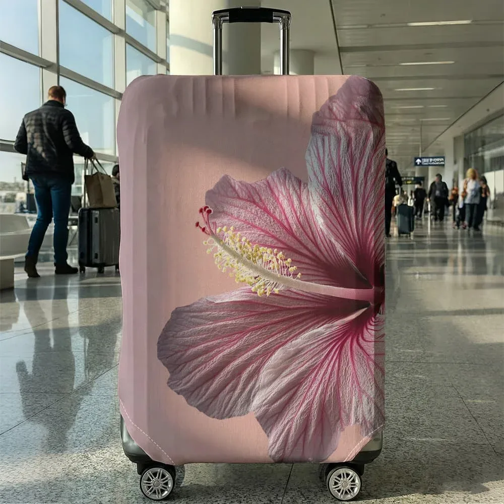 housse de bagage à imprimé fleur d'hibiscus, adaptée aux bagages de 18 à 32 pouces, manchon pour poignée de bagage, accessoires de voyage