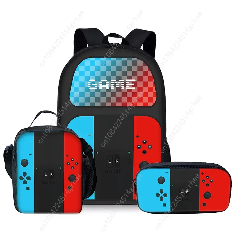 sacs à dos trois pièces pour garçons et filles, design console de jeu, meilleurs cadeaux, sac à dos scolaire dessin animé 2d pour enfants