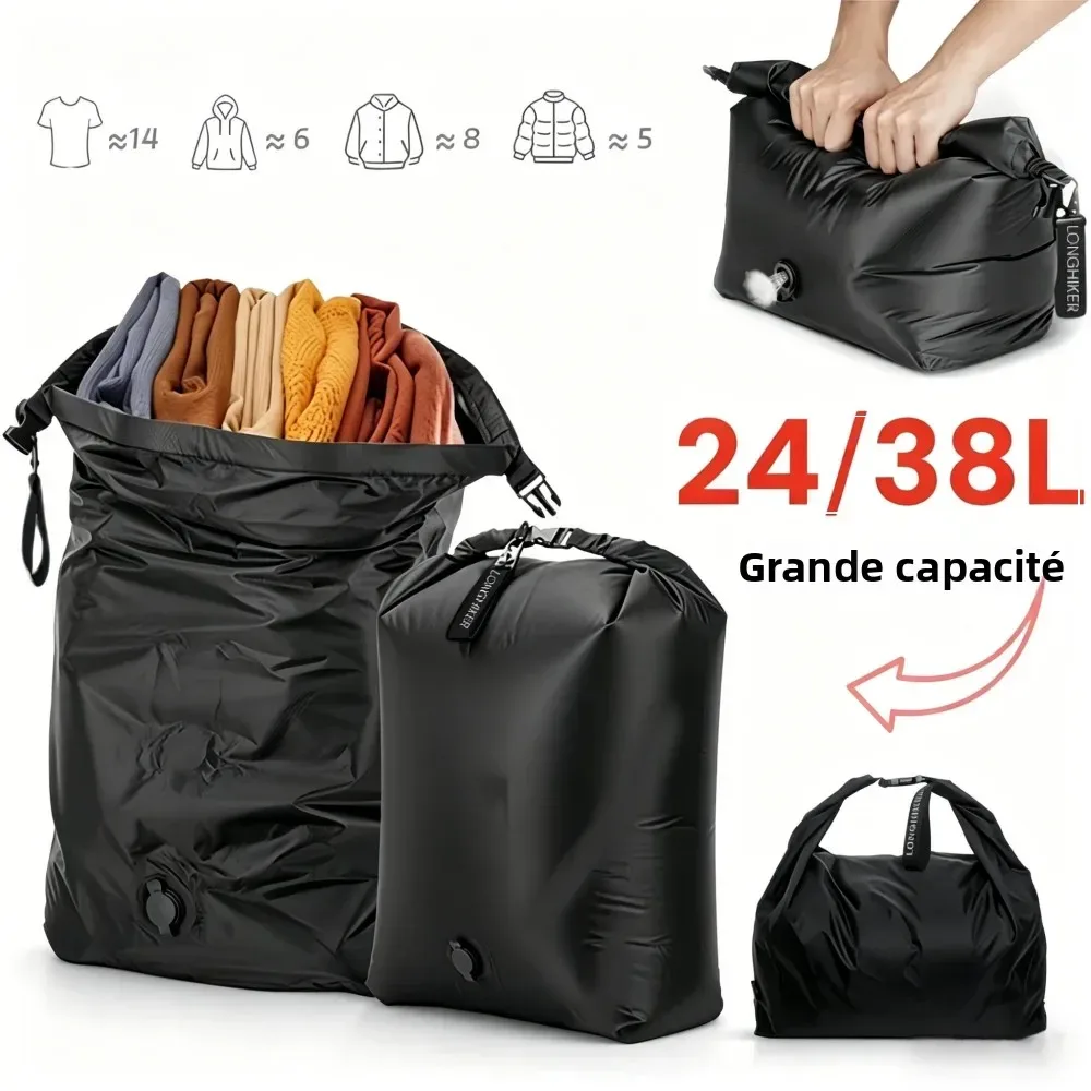 sac de compression sous vide de voyage, sacs de rangement portables grande capacité, cubes de rangement pour vêtements, sacs de voyage anti-poussière