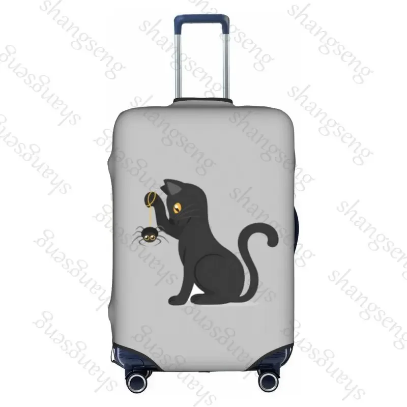 housse de protection élastique épaisse pour bagages, chat noir de dessin animé mignon, combinaison à fermeture éclair pour sac de 18 à 32 pouces, housse de chariot pour valise de voyage