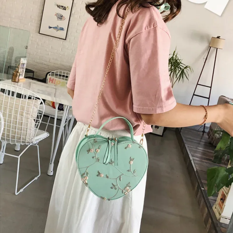 sacs à main ronds en dentelle pour femmes, sacs à bandoulière en cuir pu de bonne qualité, petits sacs à bandoulière avec chaîne de fleurs fraîches